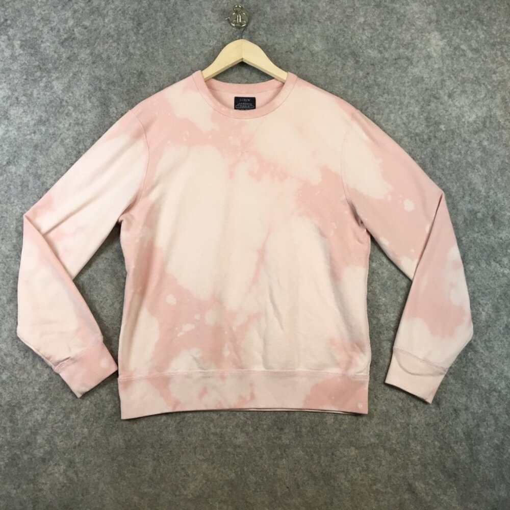 J Crew Sweatshirt M Sweater Womens Authentic Fleece Pink Tie Dye Long Sleeve Cre